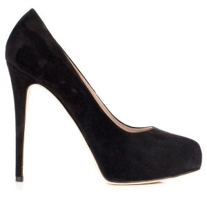 decolleté in Powder, vitello scamosciato nero