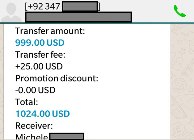 An untraceable money transfer chain