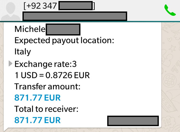 An untraceable money transfer chain