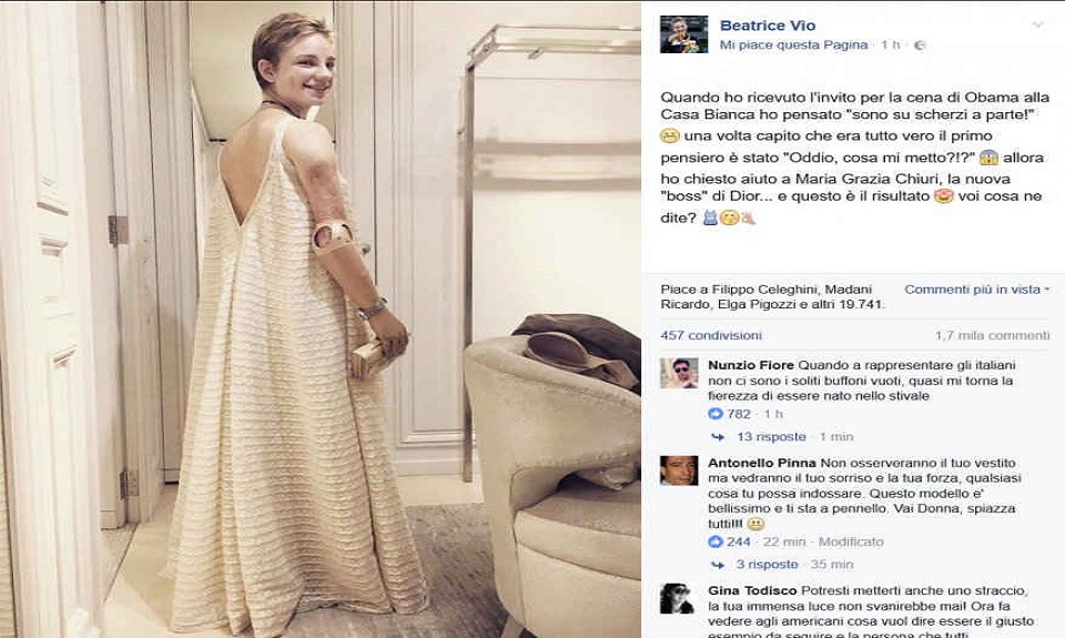 Bebe Vio alla Casa Bianca in Dior