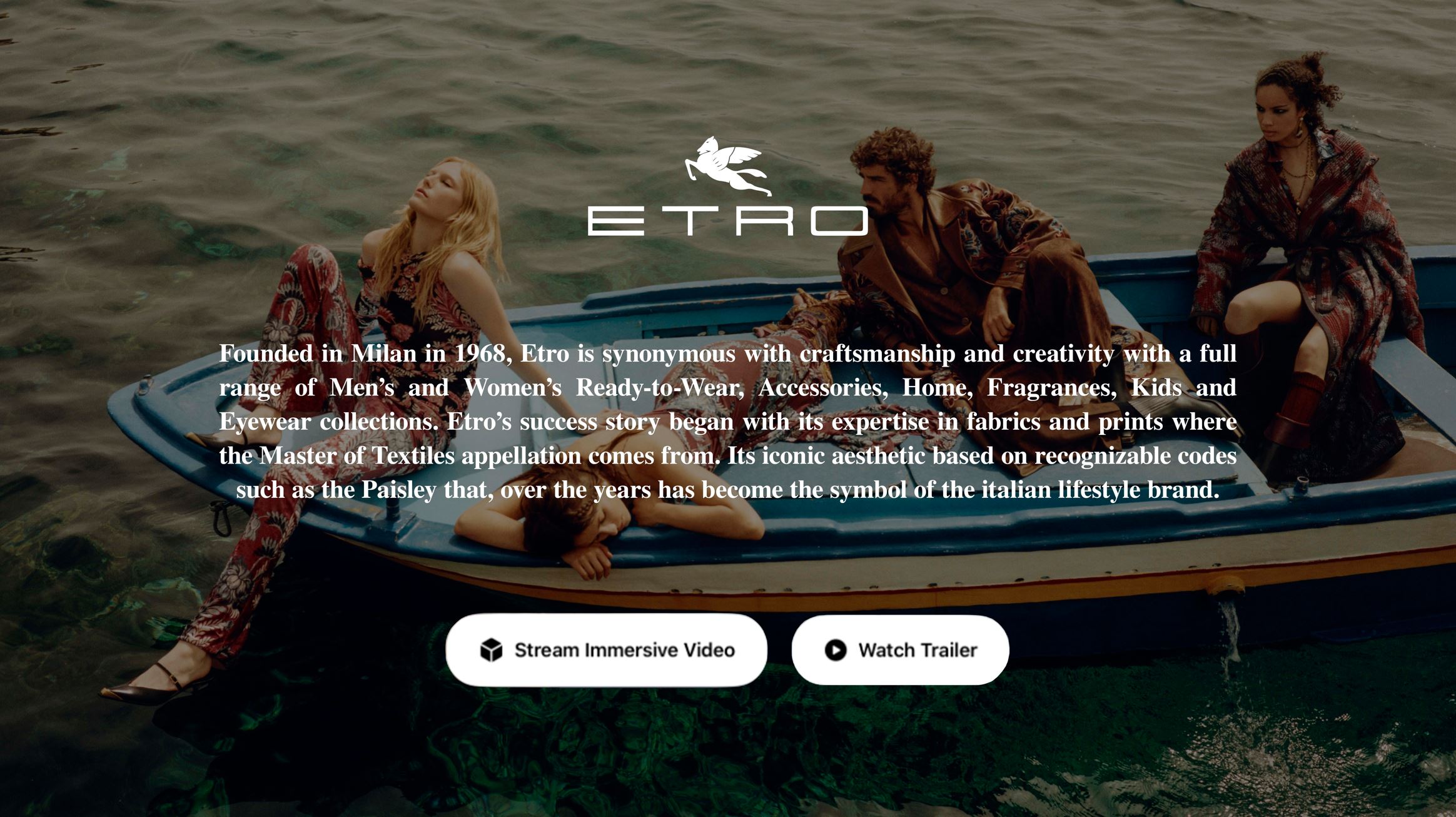 ETRO è la prima maison a trasmettere una sfilata live immersiva con Apple Vision Pro
